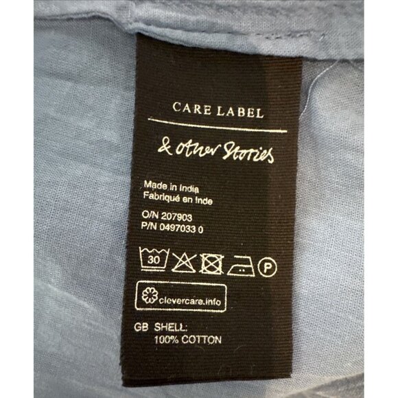 Paris Atelier &Other Stories Dress 100% cotton Blue Sleeveless BOHO size 4 fairy - Picture 14 of 15